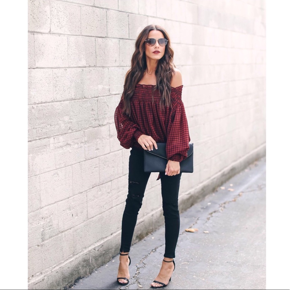 Manchester smocked off the shoulder top